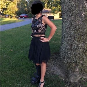 Black and blush 2-piece homecoming dress